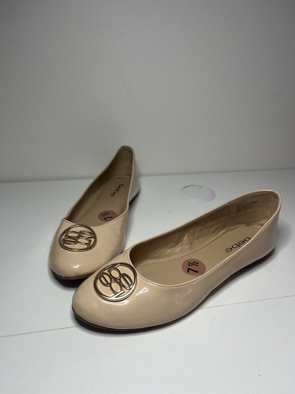 Bebe Women’s Ballet Flats Y2K Style McBling Logo Patent Gloss Size 7.5 Slip On